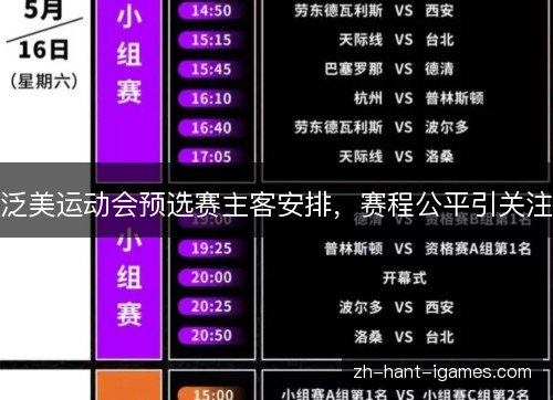 泛美运动会预选赛主客安排,赛程公平引关注 泛美运动会预选赛主客安排,赛程公平引关注